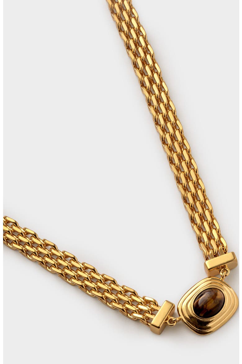 Tiger'S Eye Button Necklace, Alternate, color, Gold Coated