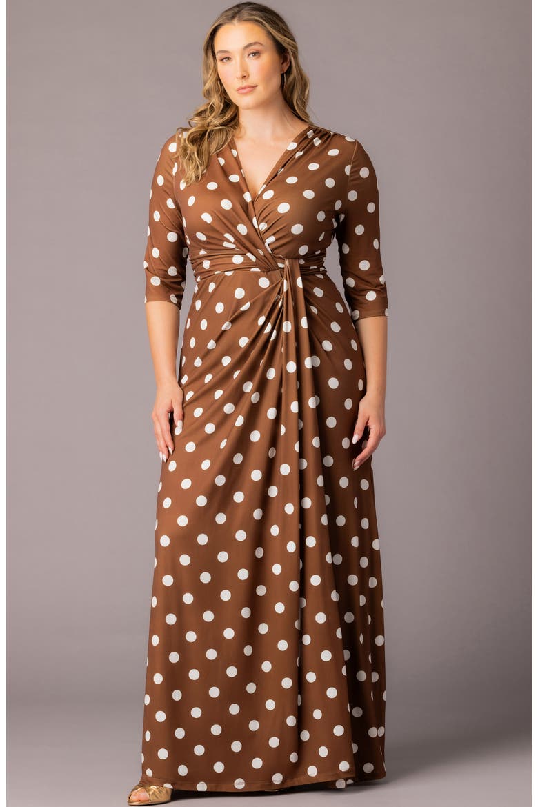 Evening Romance Stretch Jersey Gown, Alternate, color, CHOCOLATE POLKA DOT
