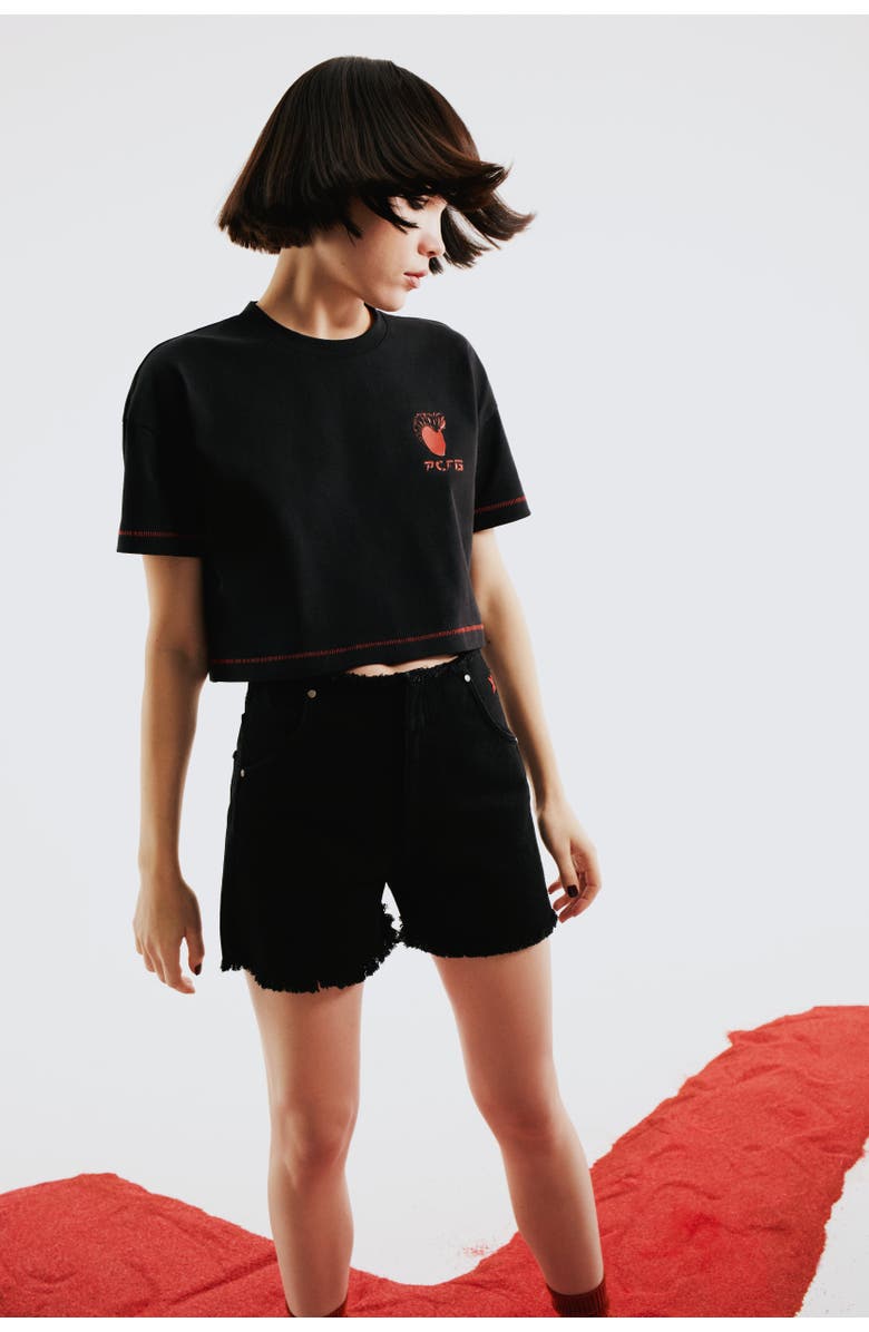 PCFG Cotton Women Crop Tee, Alternate, color, Black