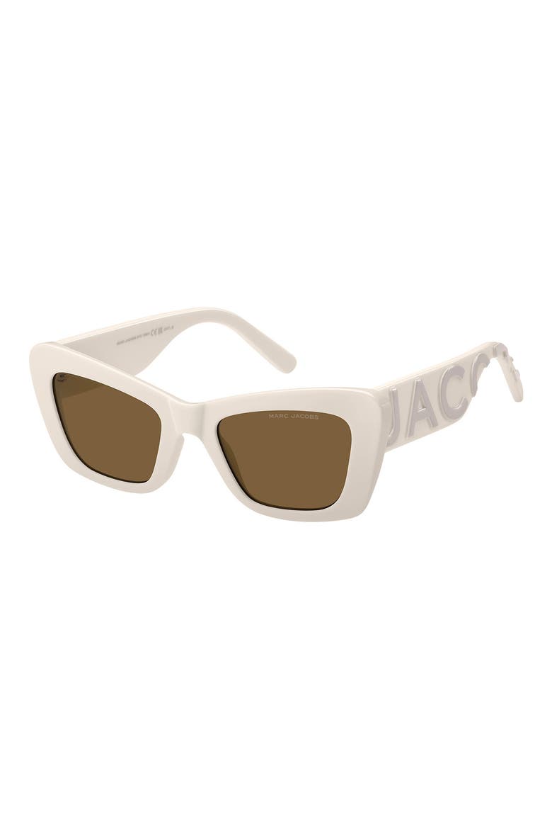 52mm Cat Eye Sunglasses, Alternate, color, IVORY/ BROWN