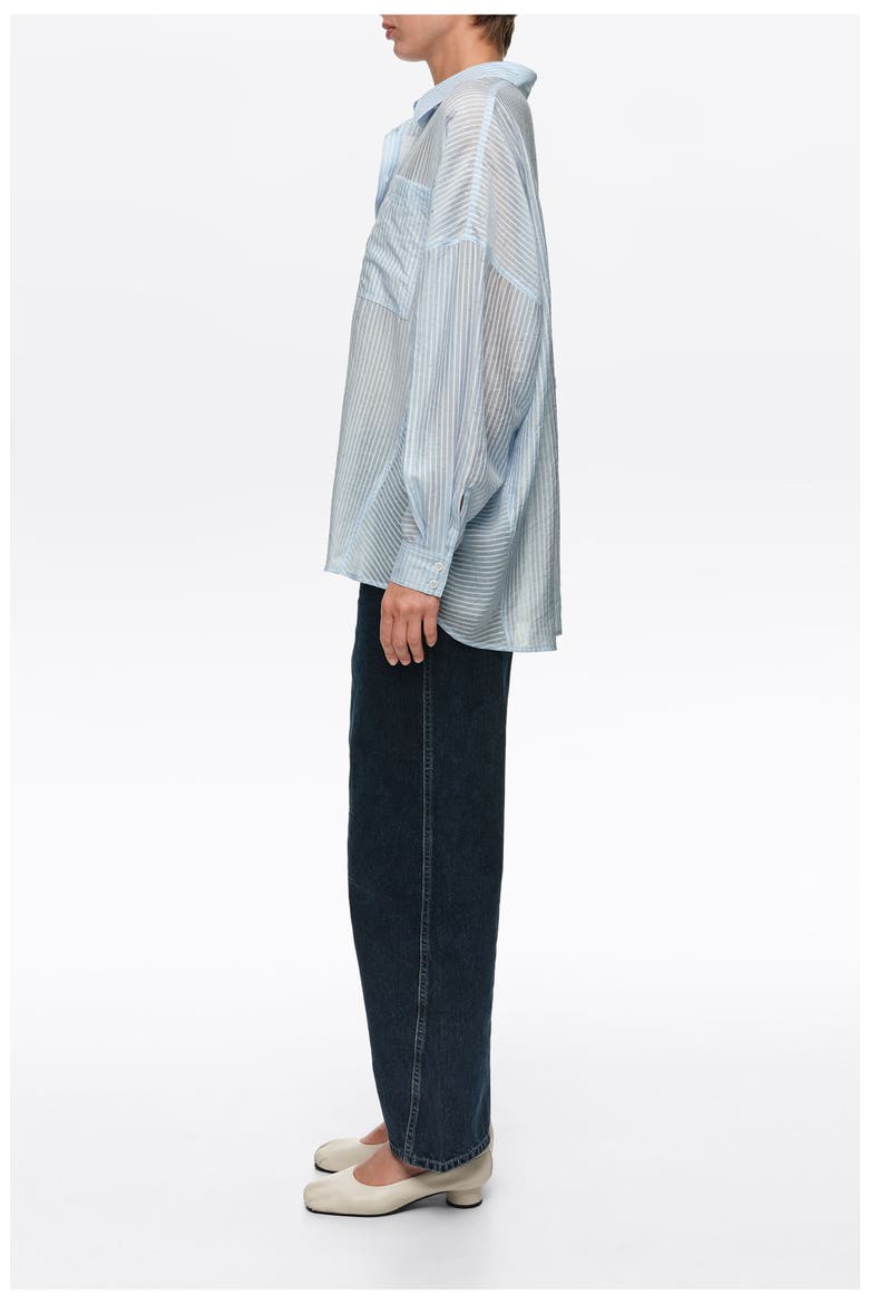 Oversize Shirt with Mini Rivets and Stripes, Alternate, color, LIGHT BLUE