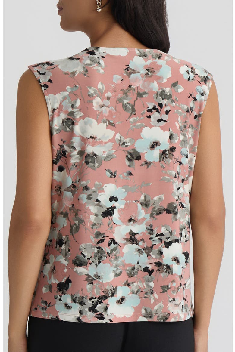 Floral Print Keyhole Sleeveless Top, Alternate, color, TEAROSE MULTI
