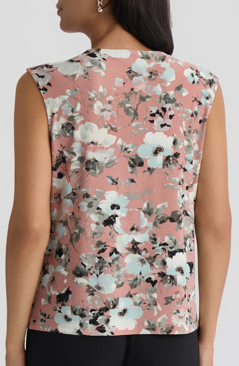 KASPER Floral Print Keyhole Sleeveless Top, Alternate, color, Tearose Multi