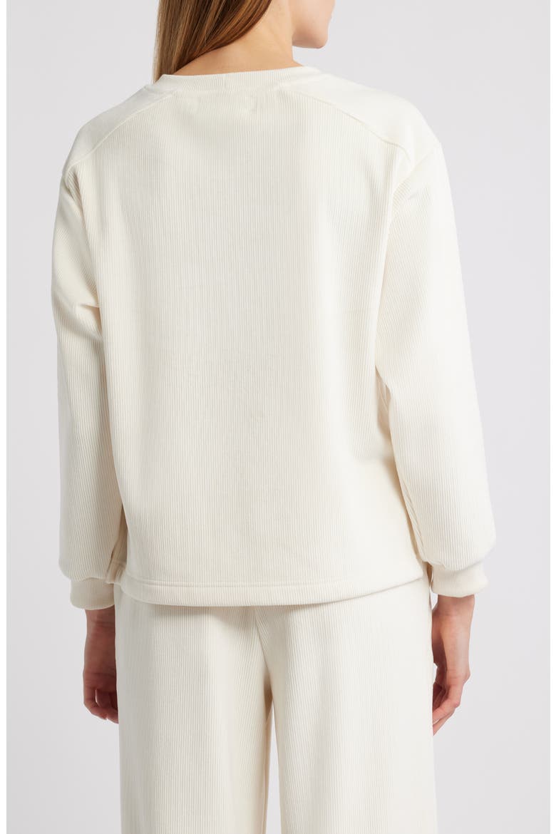 Ribbed Velour High-Low Sweatshirt, Alternate, color, CREAM