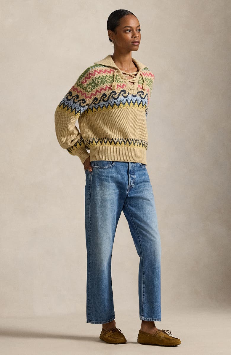 Polo Ralph Lauren Fair Isle Cotton & Wool Blend Sweater, Alternate, color, Tan Multi