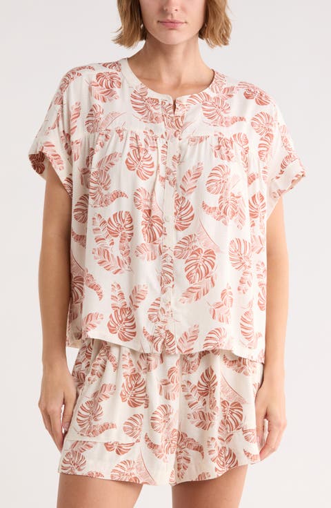Short Sleeve Button-Up Top