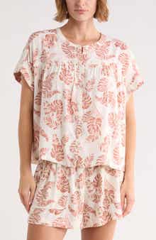 Short Sleeve Button-Up Top