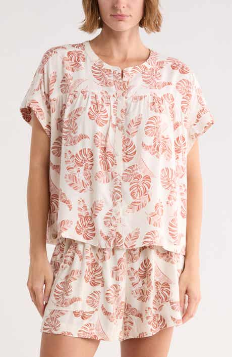 Short Sleeve Button-Up Top