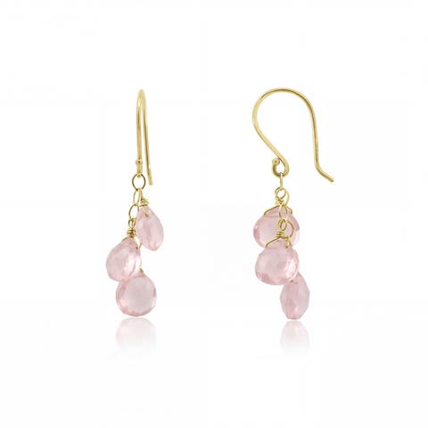 Rose Quartz Bead Dangle Earrings