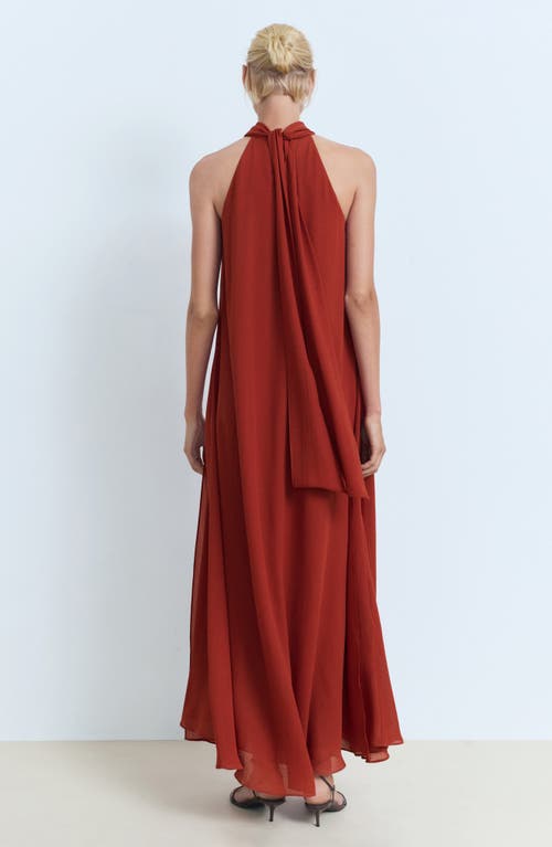 Mango Tie Neck Sleeveless Maxi Dress In Red