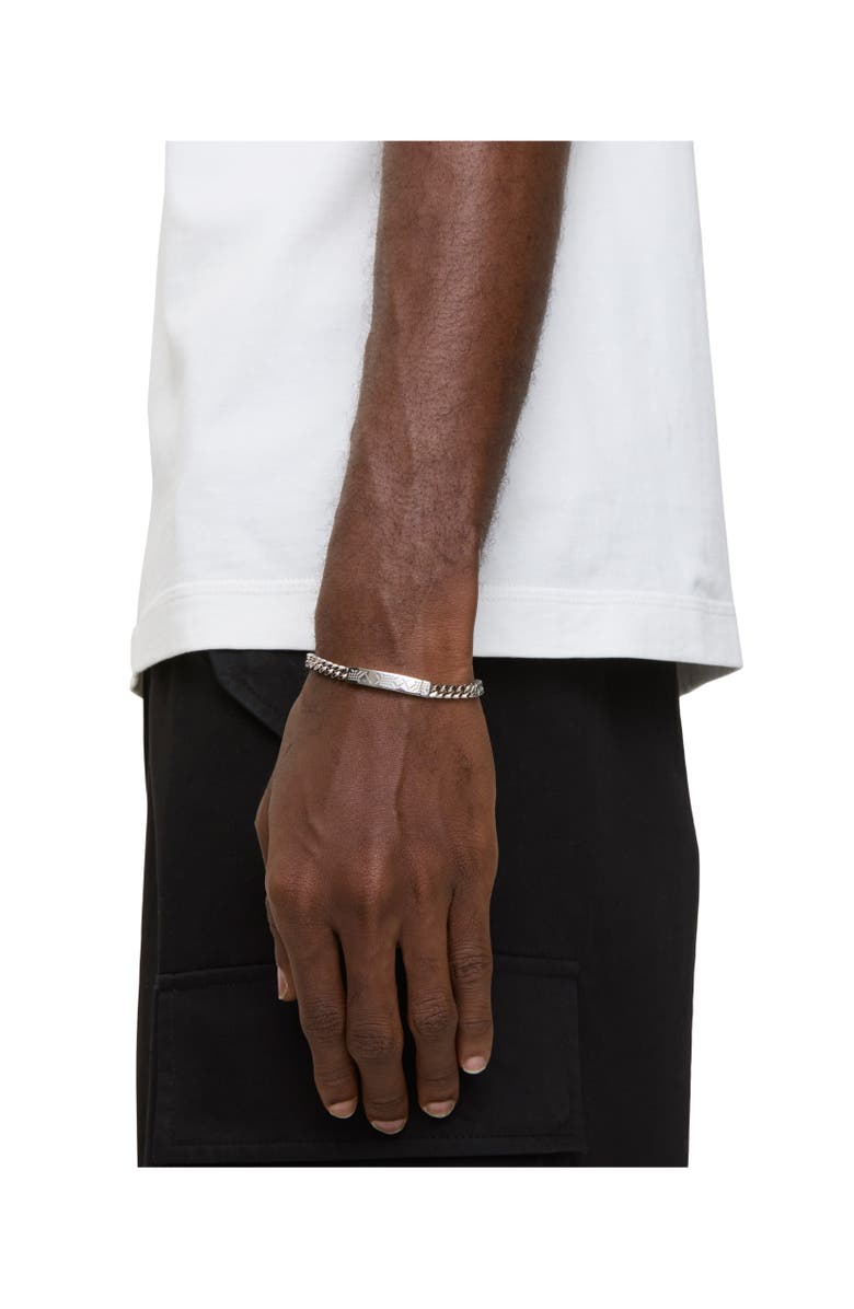 Burberry Engraved Check Chain Bracelet, Alternate, color, Silver