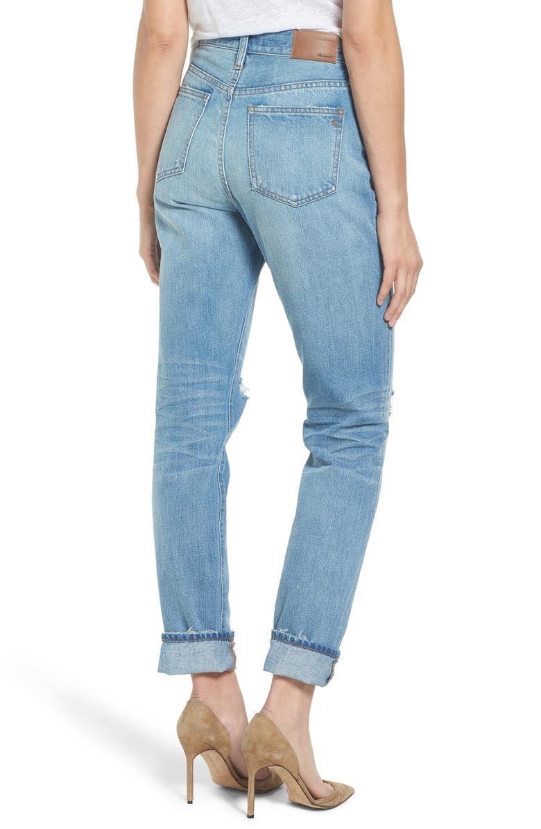 Madewell Perfect Vintage Ripped High Waist Boyfriend Jeans, Alternate, color,