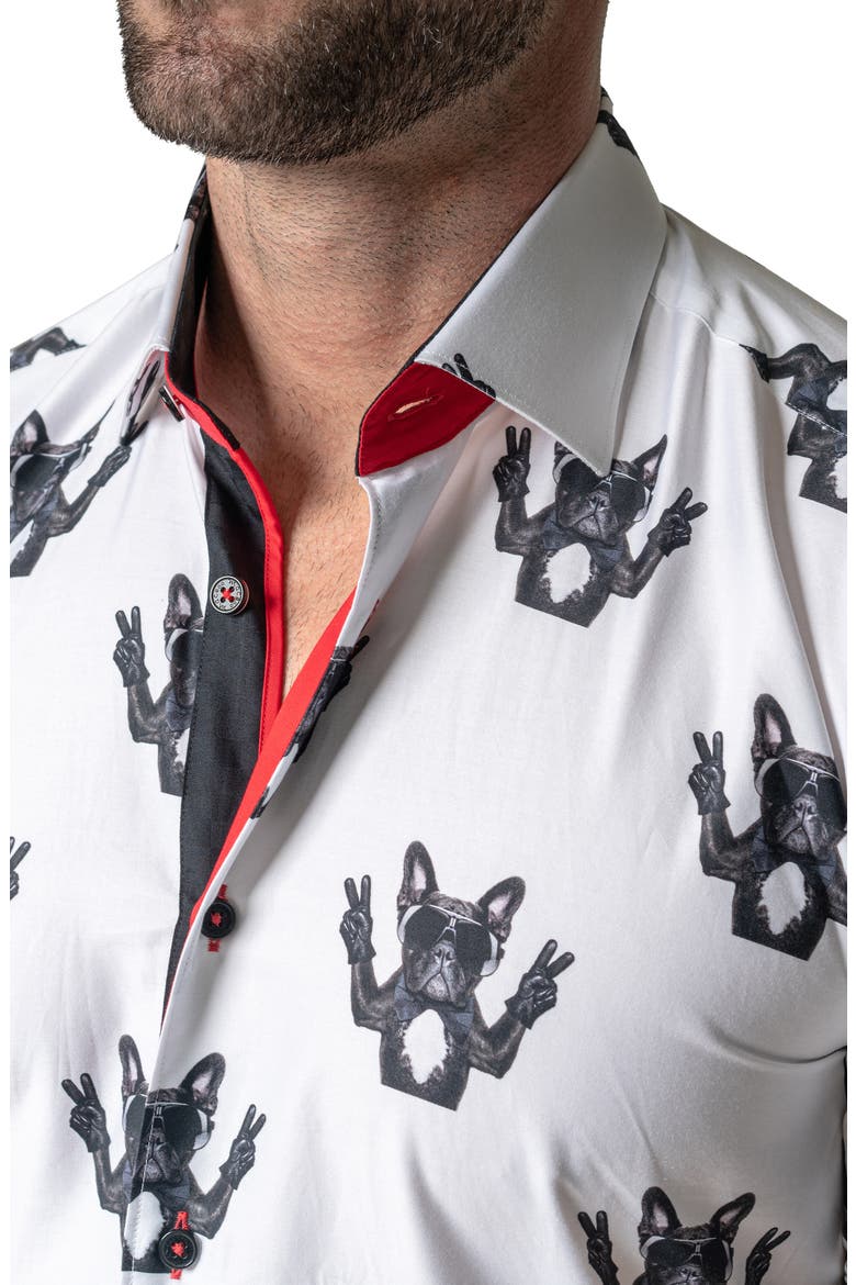 Galileo DogPeace Short Sleeve Contemporary Fit Button-Up Shirt, Alternate, color, WHITE