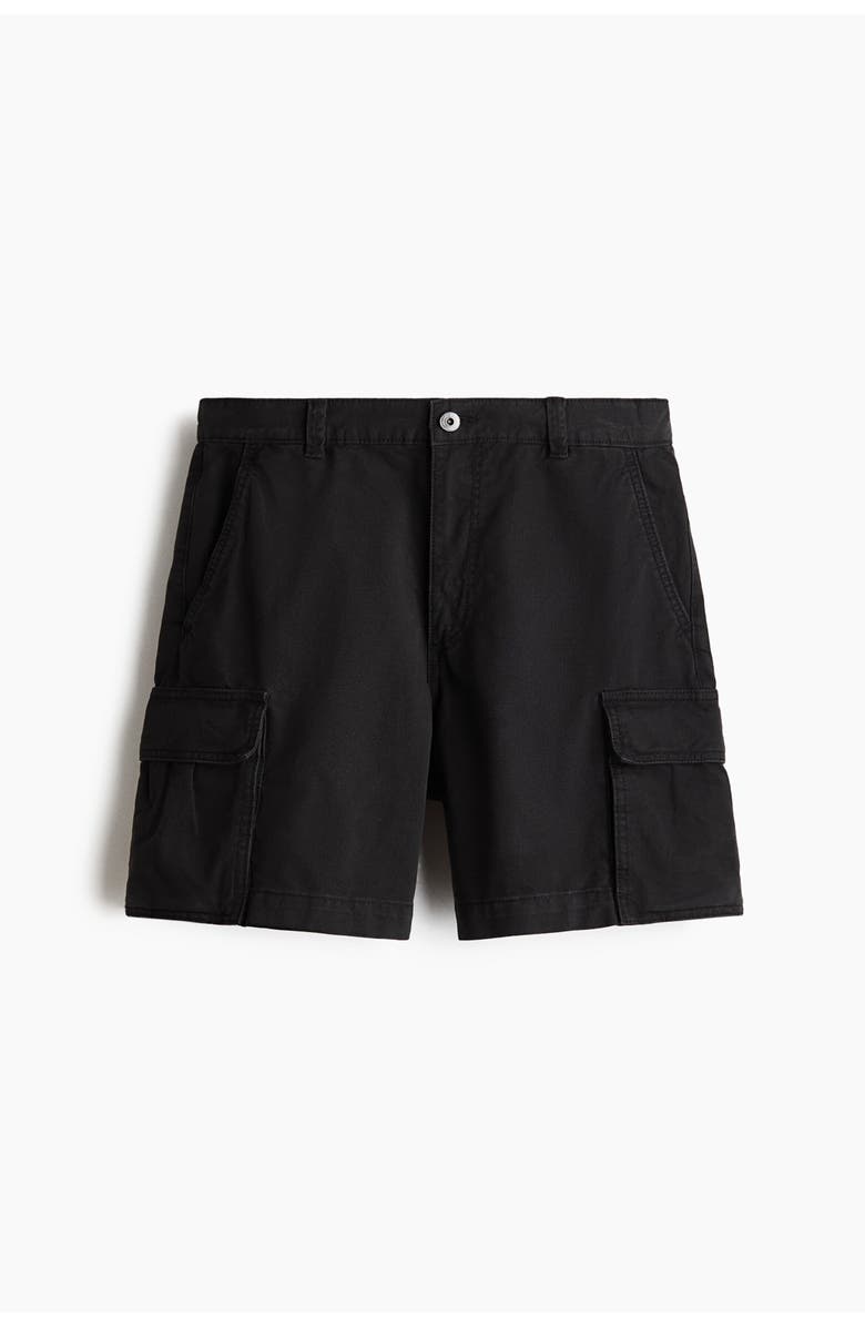 H&M Relaxed Fit Cargo Shorts, Main, color, Black