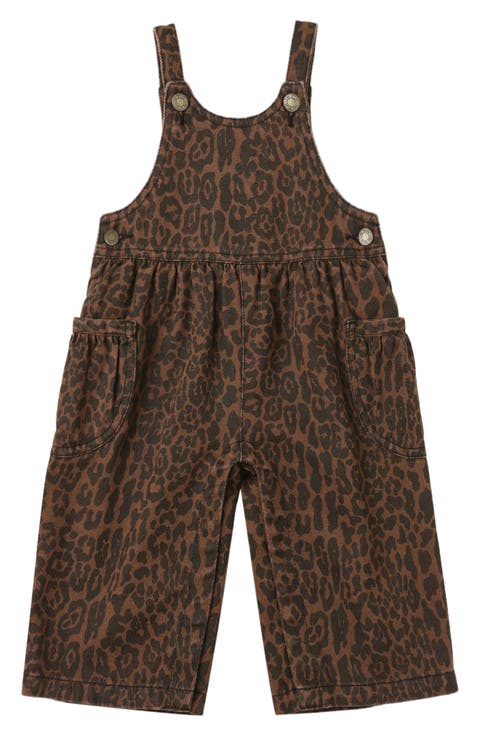 Leopard Wide Leg Denim Overalls (Baby)