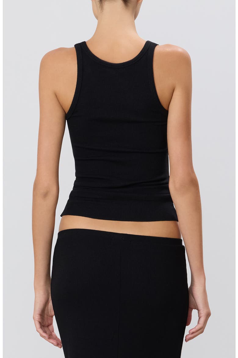 High Neck Fitted Tank, Alternate, color, BLACK