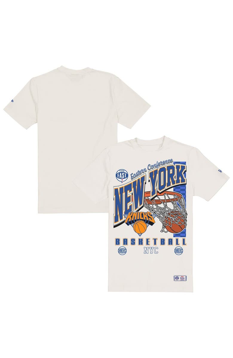 New Era Men's New Era  Cream New York Knicks Oversized City Edition Remix Vintage T-Shirt, Main, color, Cream