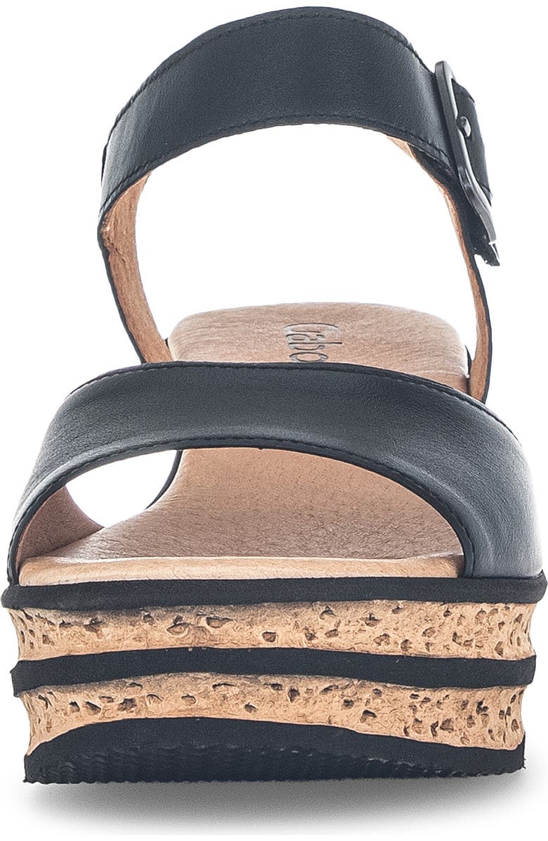 Gabor Ankle Strap Wedge Sandal, Alternate, color, Black