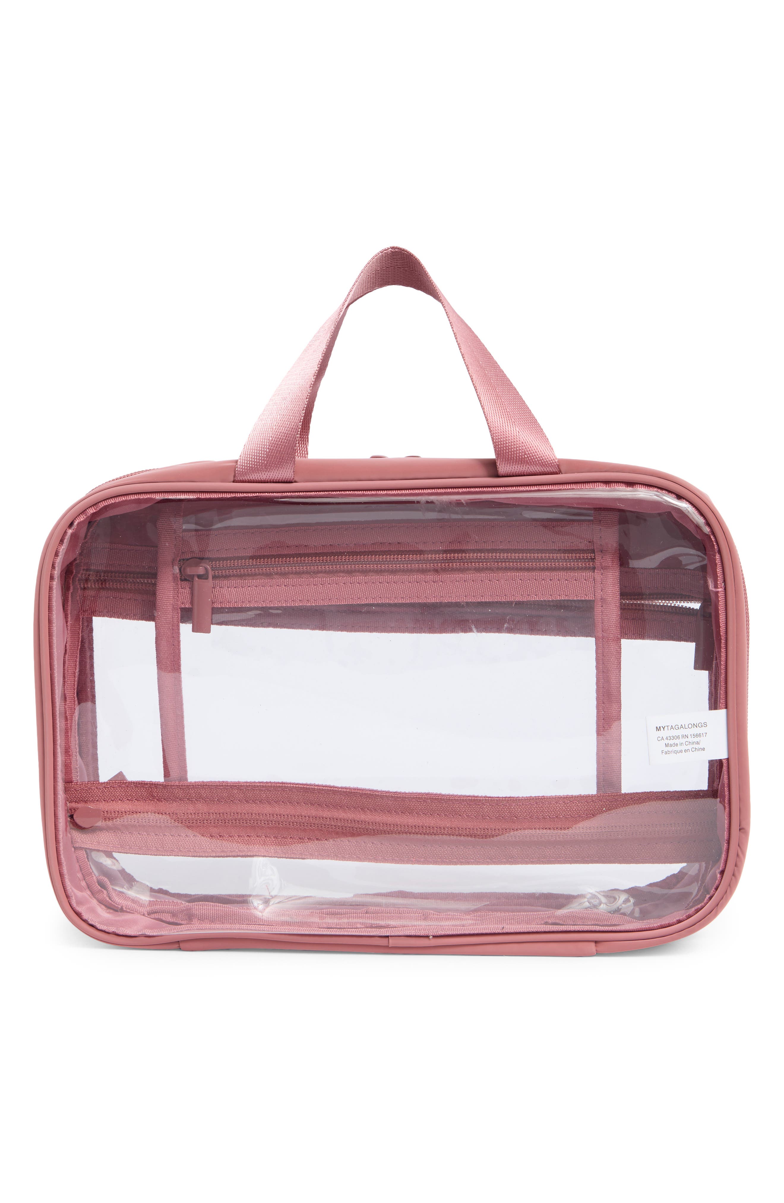 MYTAGALONGS Box Quilted Clear Toiletry Case, Alternate, color, Desert Rose