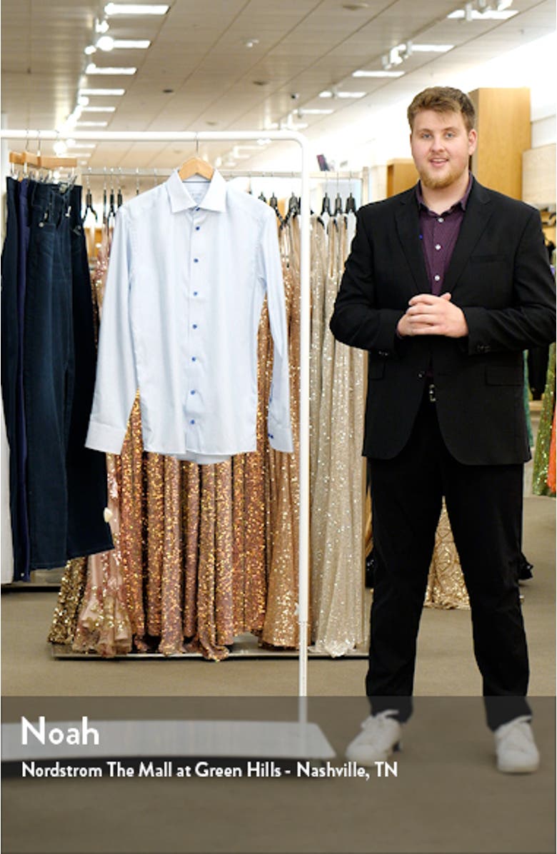 Slim Fit Micro Geometric Cotton Twill Dress Shirt, sales video thumbnail