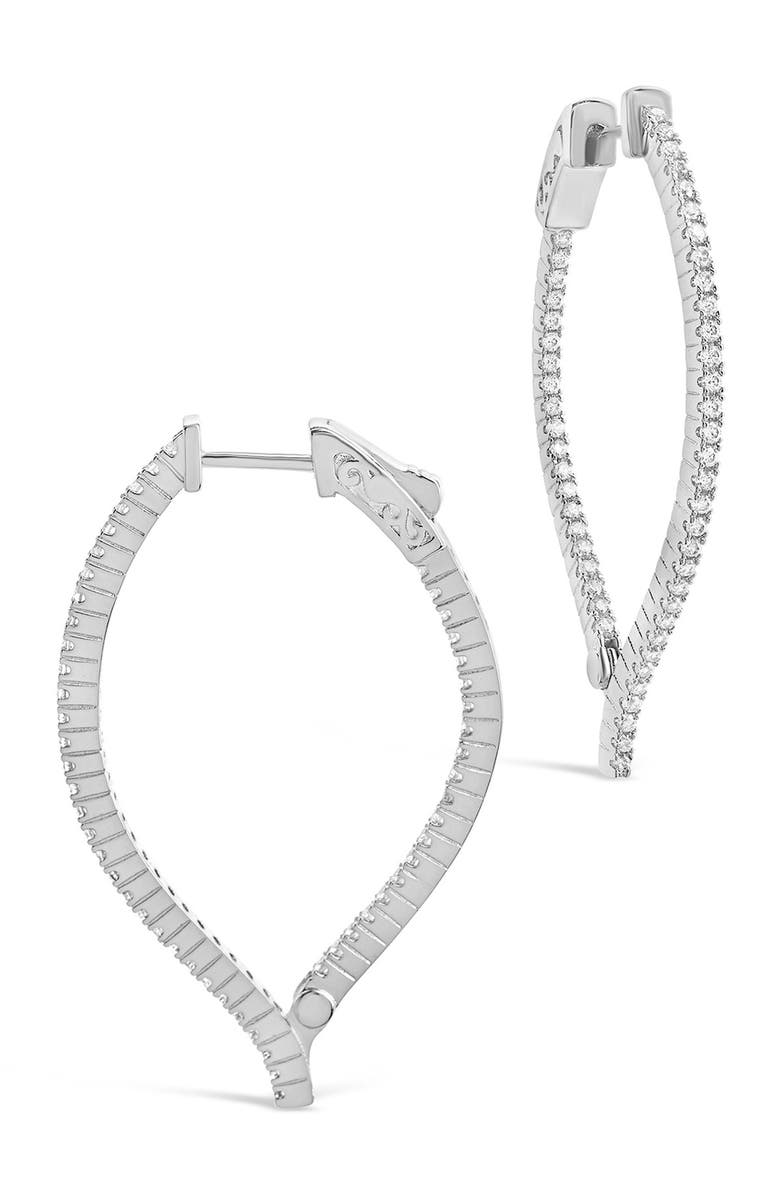 Sterling Forever 14K Gold Plated Brass CZ Inside Out Teardrop Drop Earrings, Alternate, color, Silver