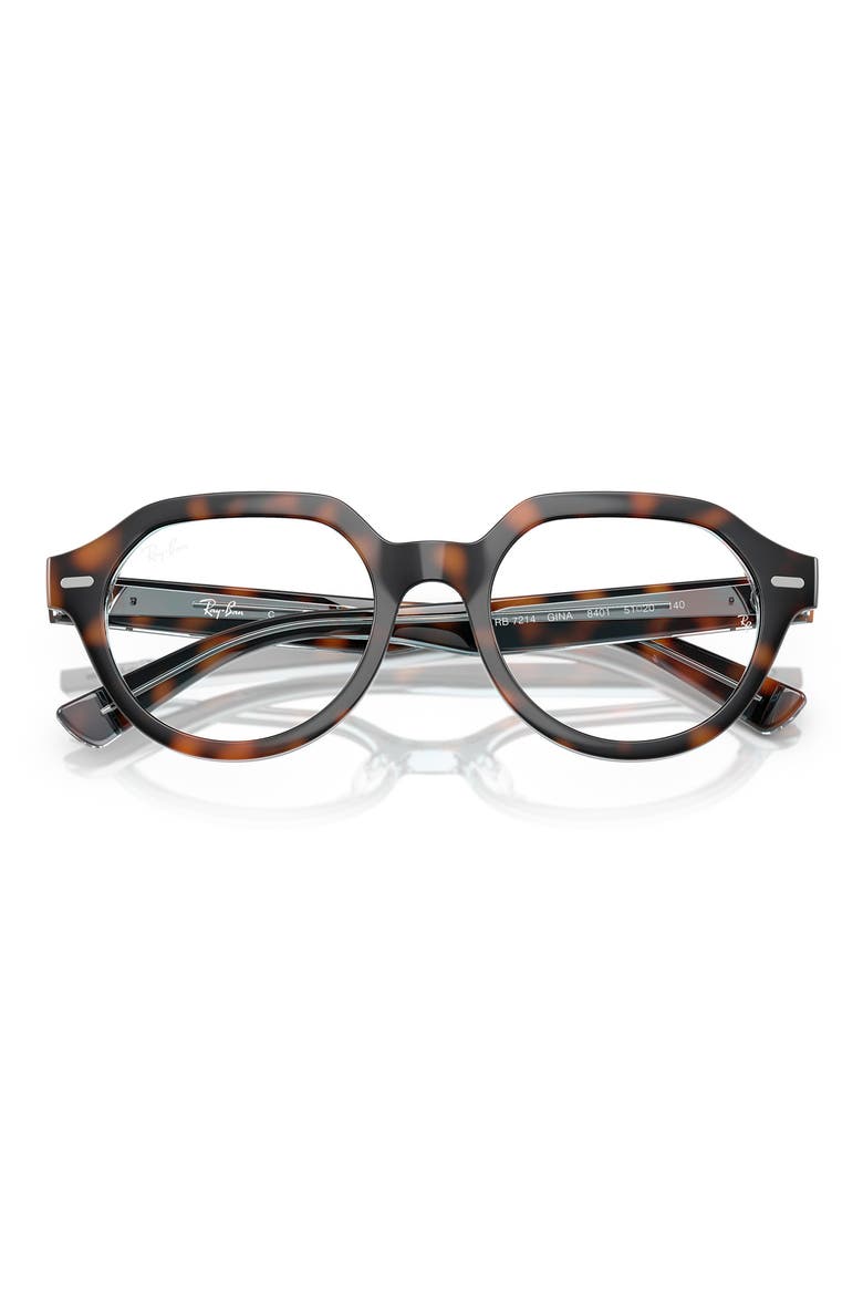49mm Gina Square Optical Glasses, Alternate, color, DARK HAVANA