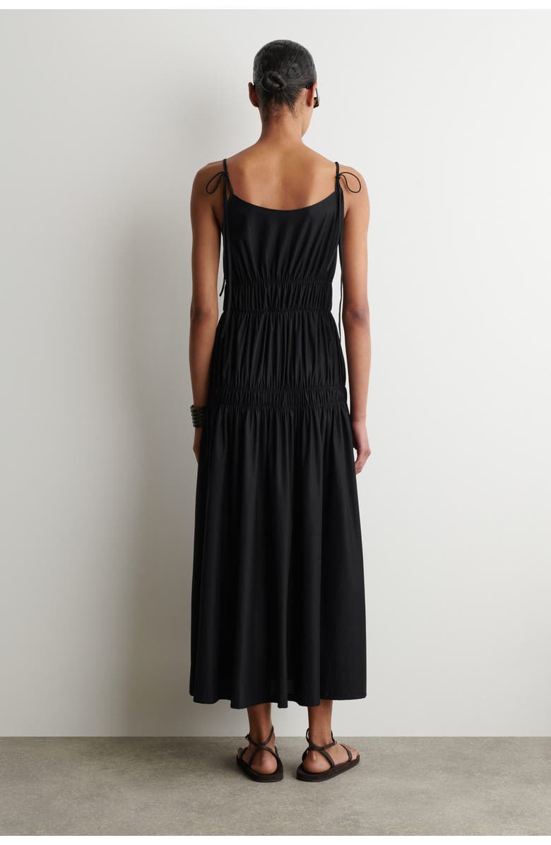 COS Gathered Jersey Midi Dress, Alternate, color, Black