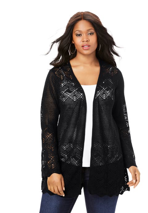 Bell Sleeve Pointelle Cardigan (Plus)