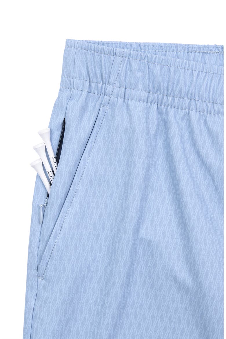Regular Fit Diamond Print Drawstring Recycled Performance Golf Pants, Alternate, color, LT BLUE