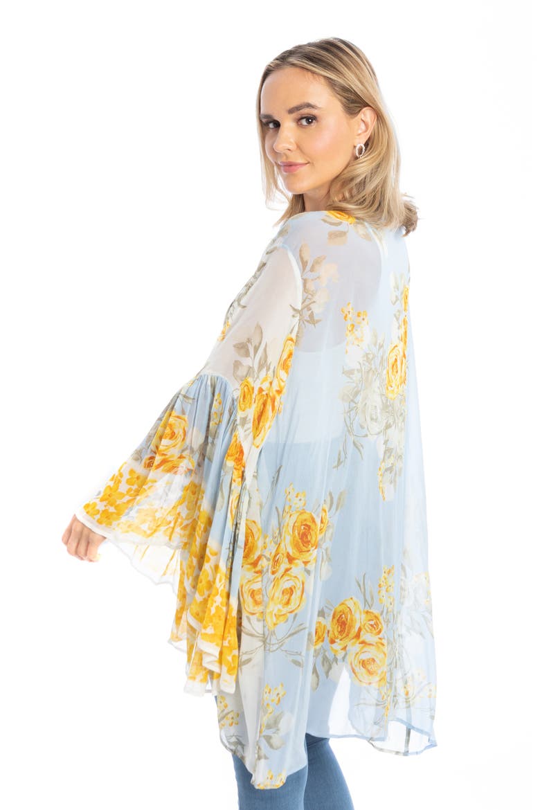 Floral Garden Sheer Ruana, Alternate, color, BLUE