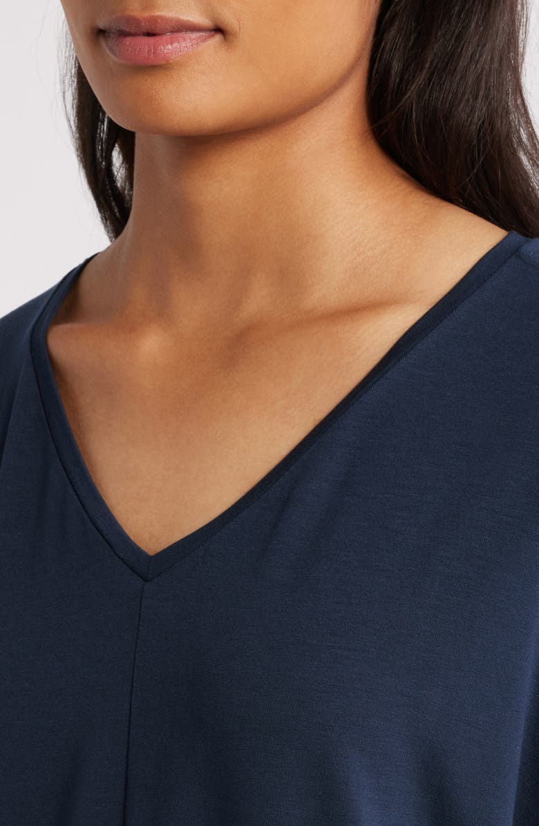 Eileen Fisher V-Neck Three-Quarter Sleeve Top, Alternate, color, Deep Adriatic