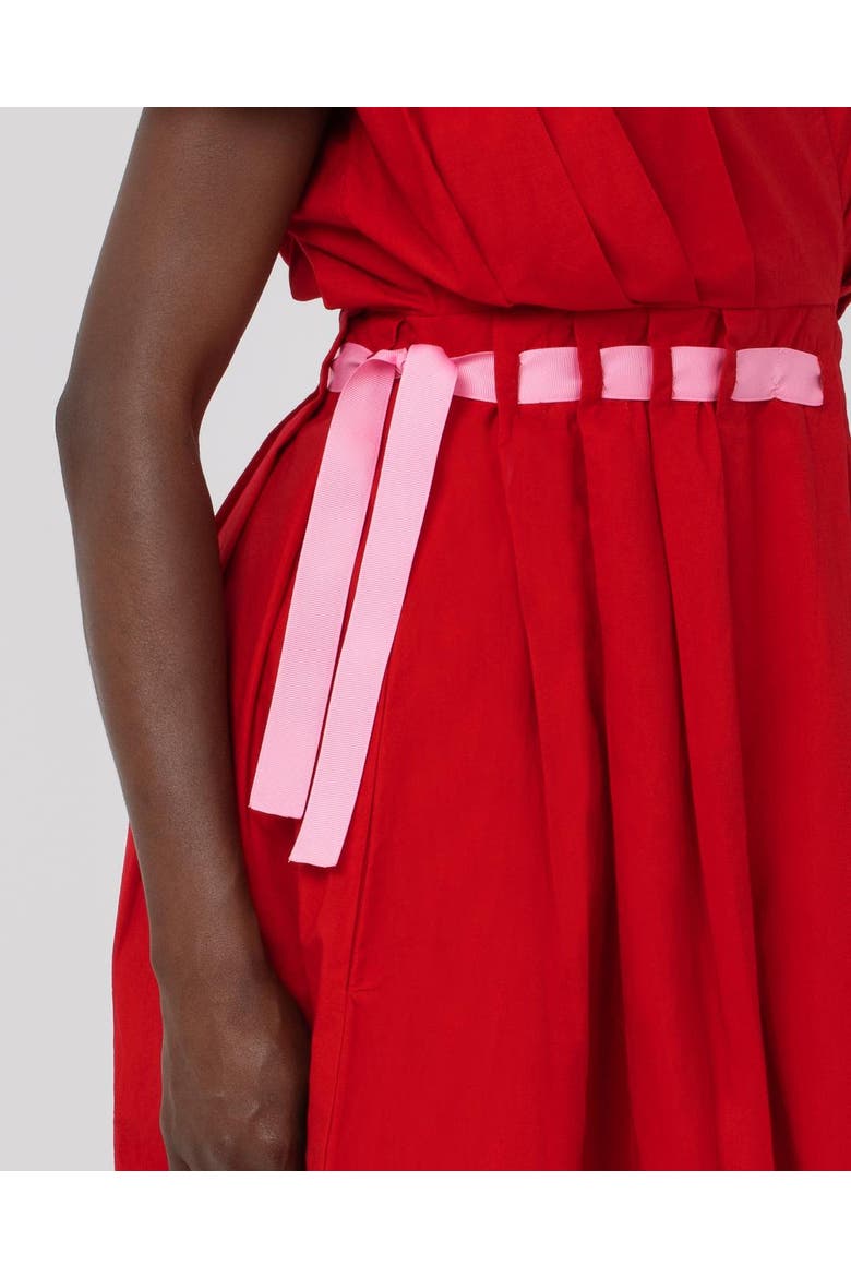 Amma Poplin Ribbon Dress, Alternate, color, Cherry Red