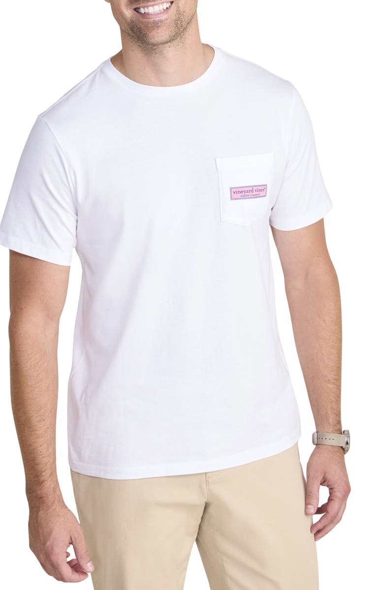 vineyard vines Classic Logo Box Graphic Pocket T-Shirt, Main, color, White Cap