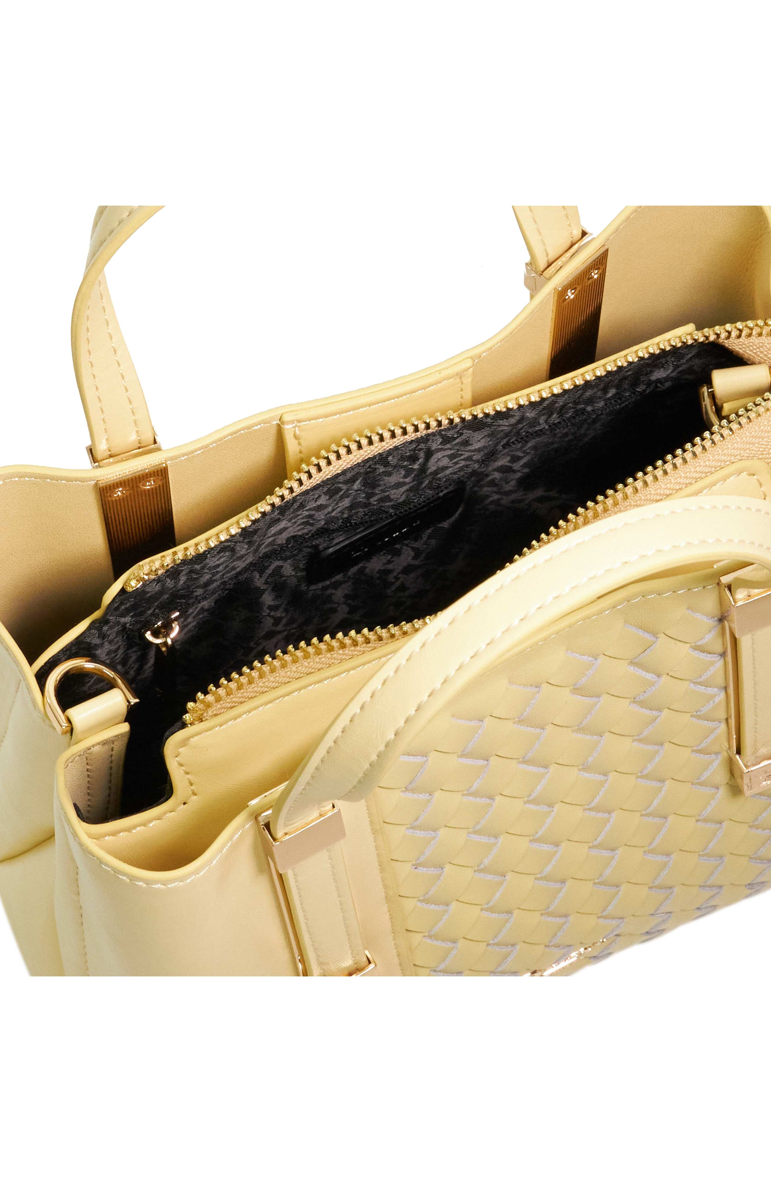 Dinkydorry Faux Leather Top Handle Bag, Alternate, color, LEMON SYNTHETIC