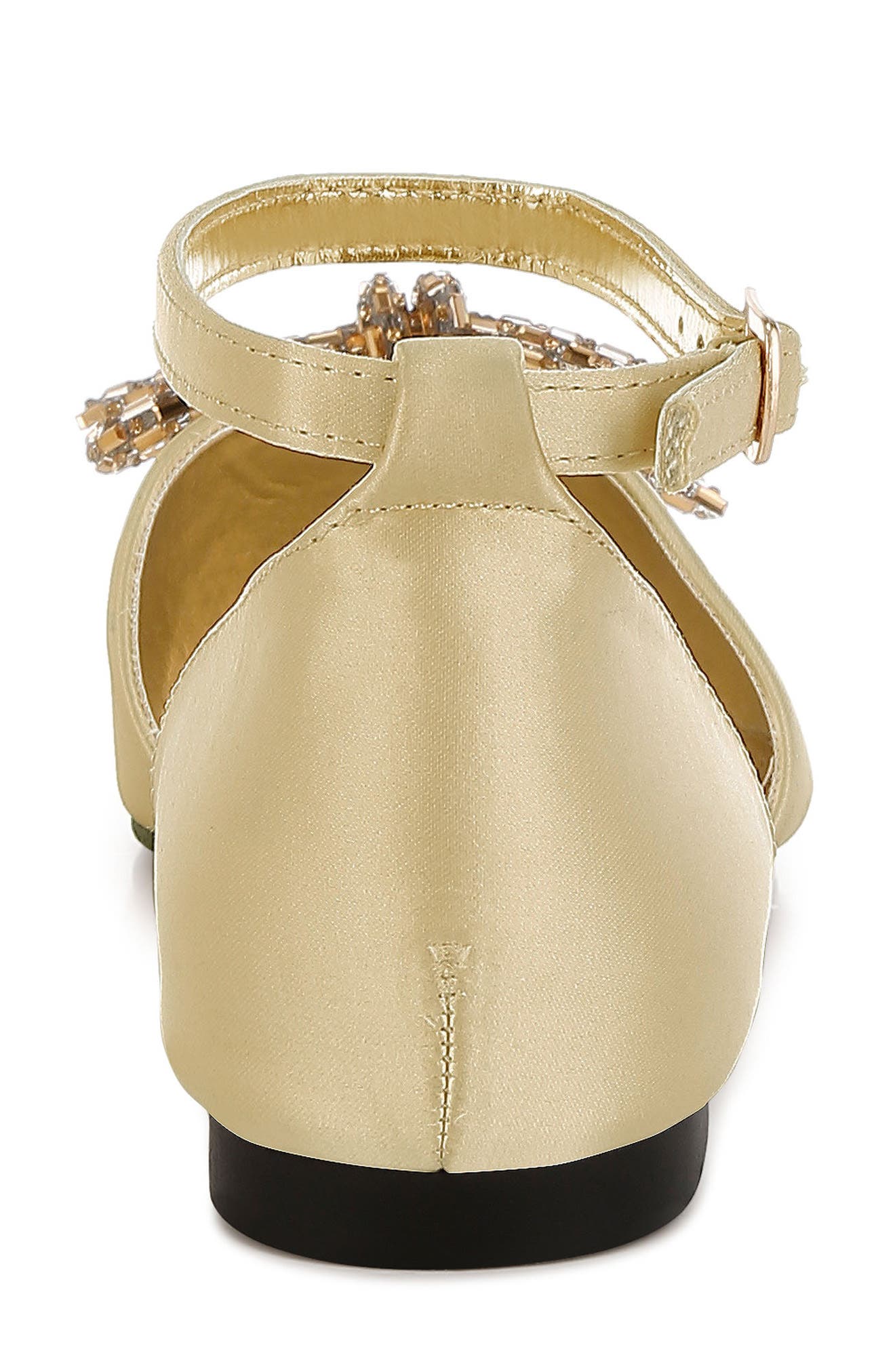 Simina Embellished Ankle Tie Flat, Alternate, color, GOLD