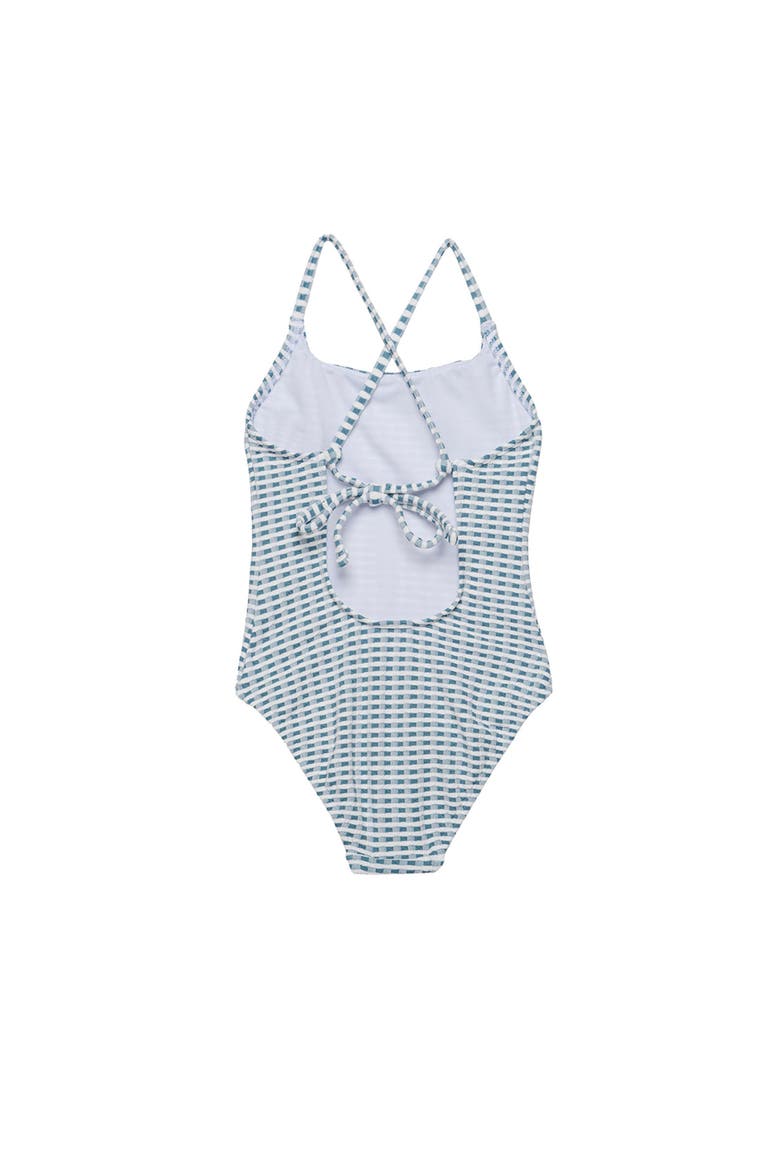 Forever Gingham Textured Criss Cross Back Adjustable One Piece, Alternate, color, Green