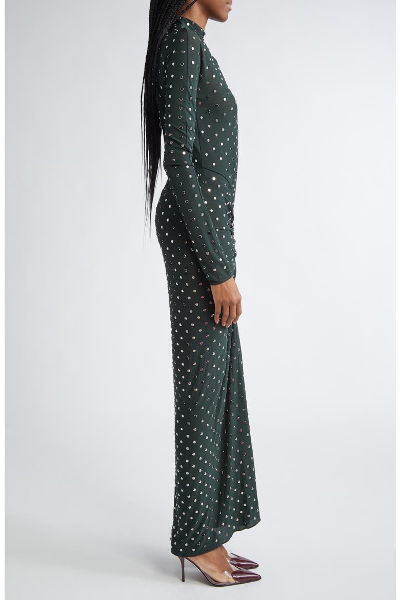 Embellished Draped Long Sleeve Body-Con Dress, Alternate, color, FORET