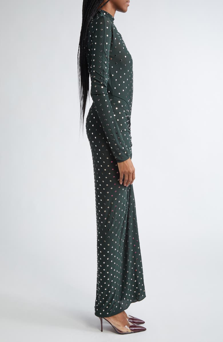 Alaïa Embellished Draped Long Sleeve Body-Con Dress, Alternate, color, 