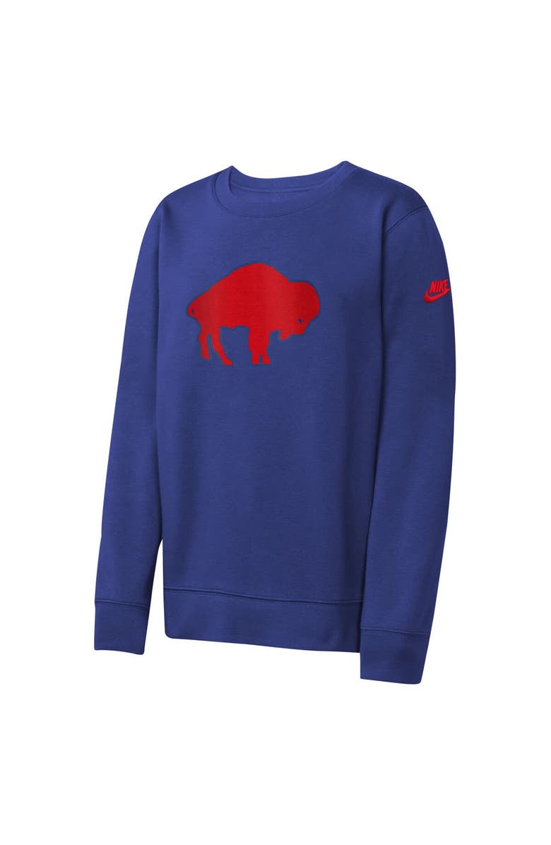 Nike Youth Nike  Royal Buffalo Bills Rewind Essential Pullover Crewneck Sweatshirt, Alternate, color, Royal