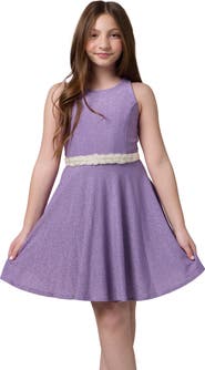 Un Deux Trois Glitter Stretch Racerback Dress with Belt