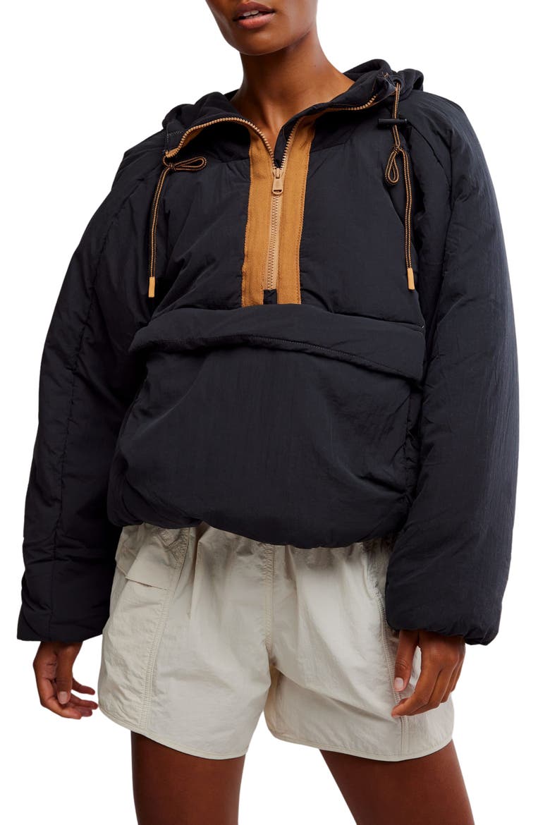 FP Movement In A Pillow Water Resistant Packable Puffer Anorak, Main, color, BLACK