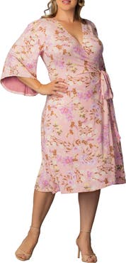Kiyonna Gemini Floral Bell Sleeve Wrap Dress