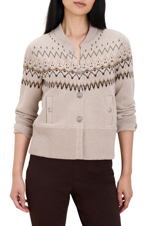 Fair Isle Knit Bomber Jacket