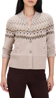 NIC+ZOE Fair Isle Knit Bomber Jacket