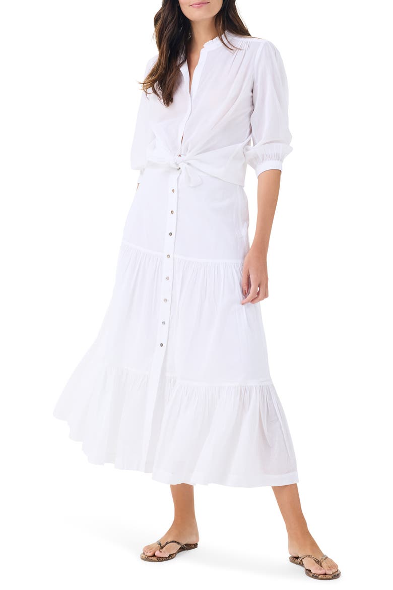 Girlfriend Cotton Button-Up Shirt, Alternate, color, PAPER WHITE