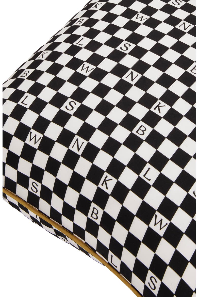 Checkerboard Silk Decorative Cushion, Alternate, color, Black & White
