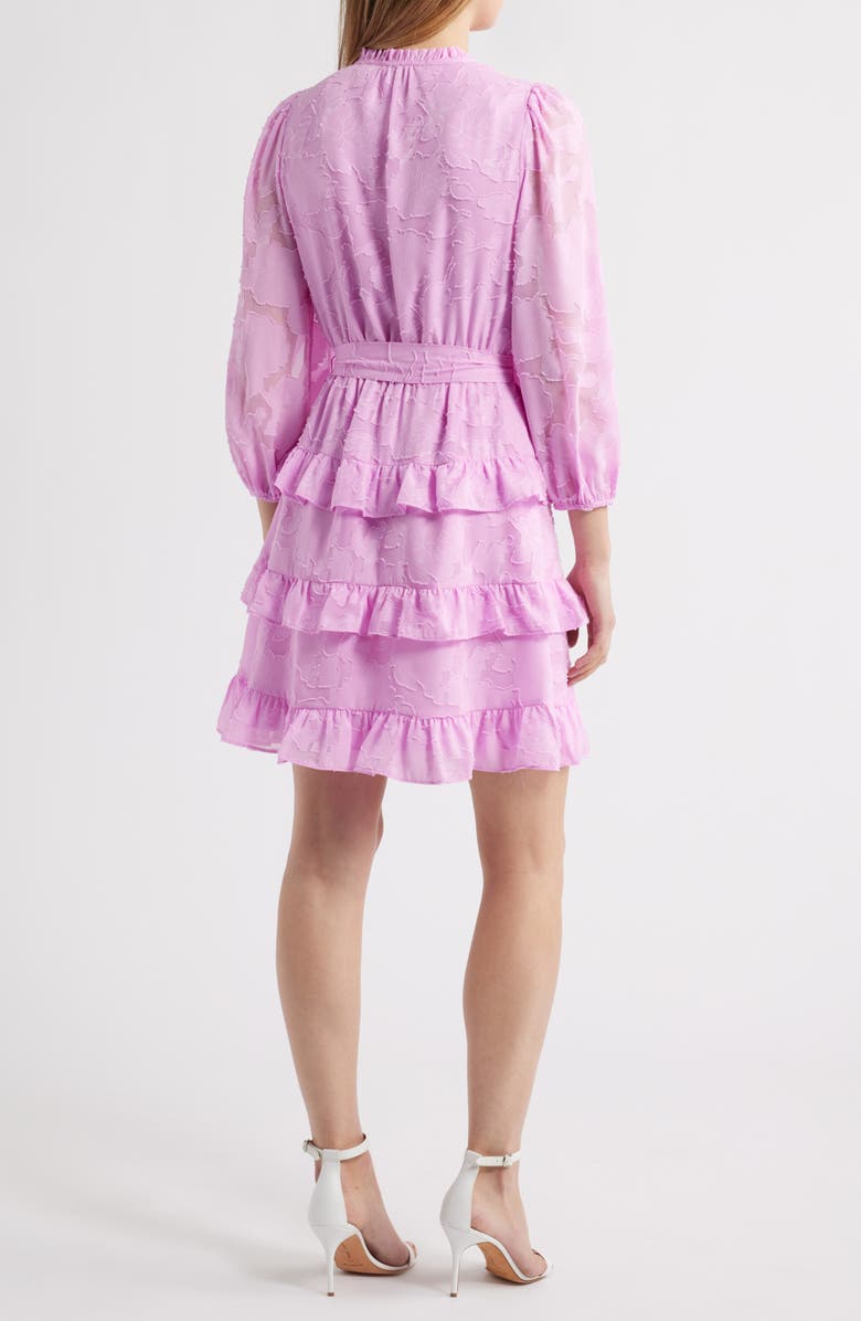 Eliza J Tie Waist Long Sleeve Tiered Dress, Alternate, color, 