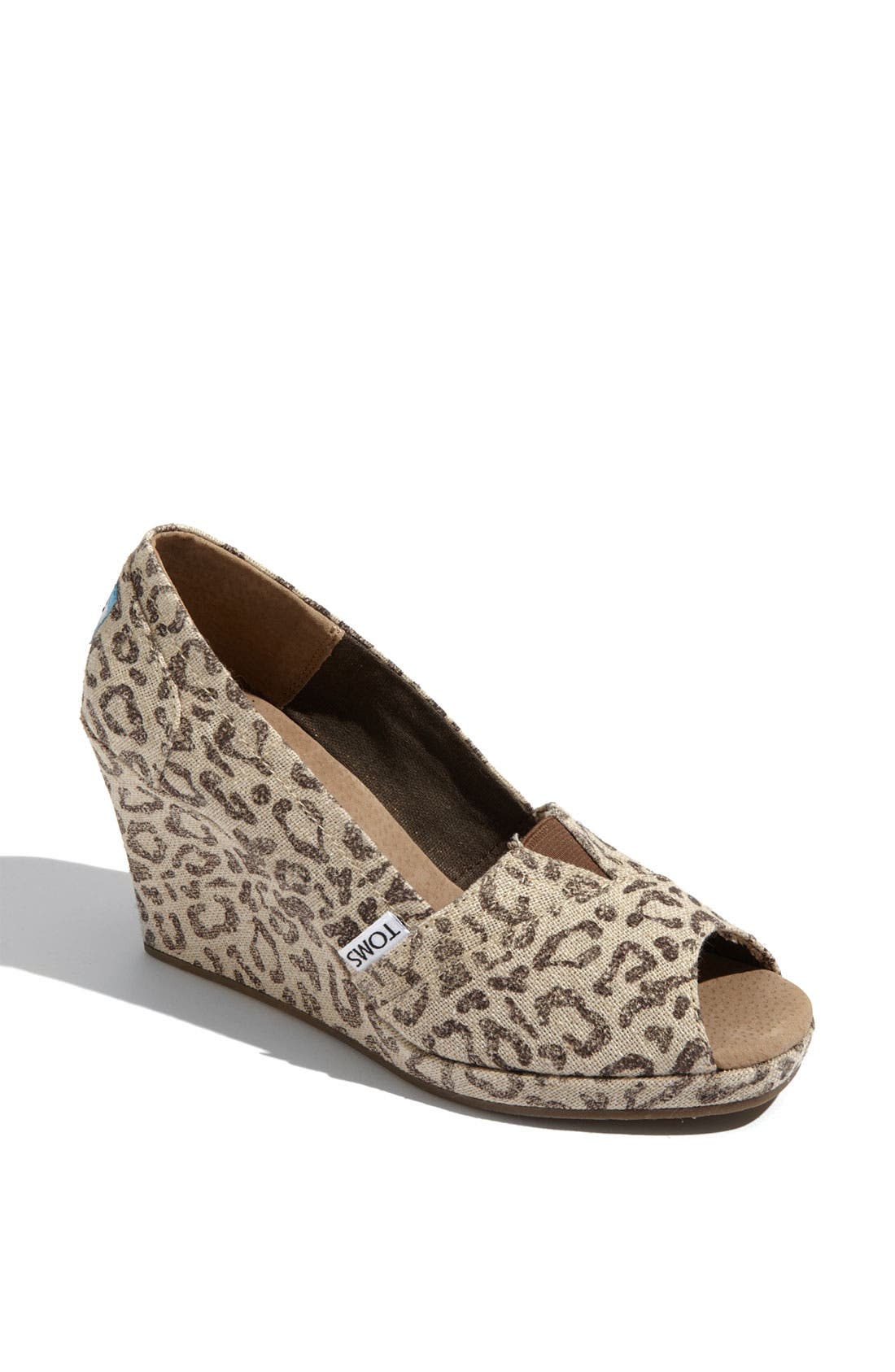 TOMS 'Snow Leopard' Burlap Wedge, Main, color, 
