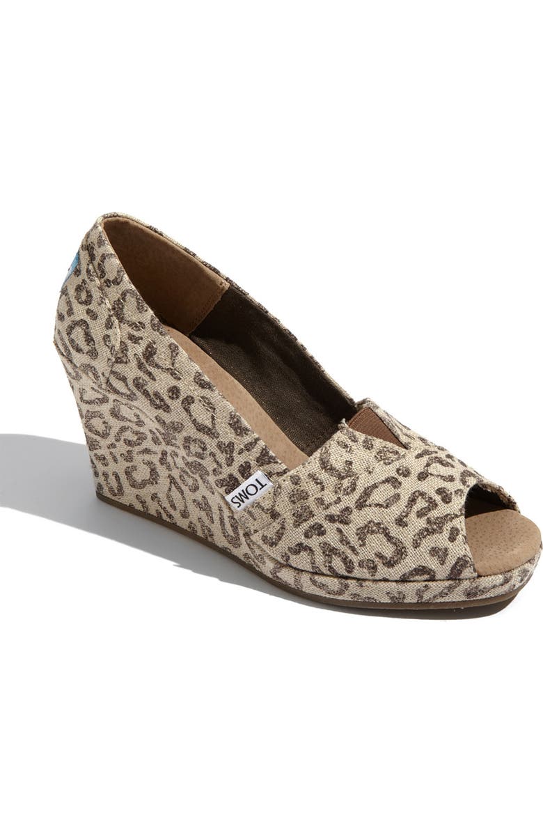 TOMS 'Snow Leopard' Burlap Wedge, Main, color,