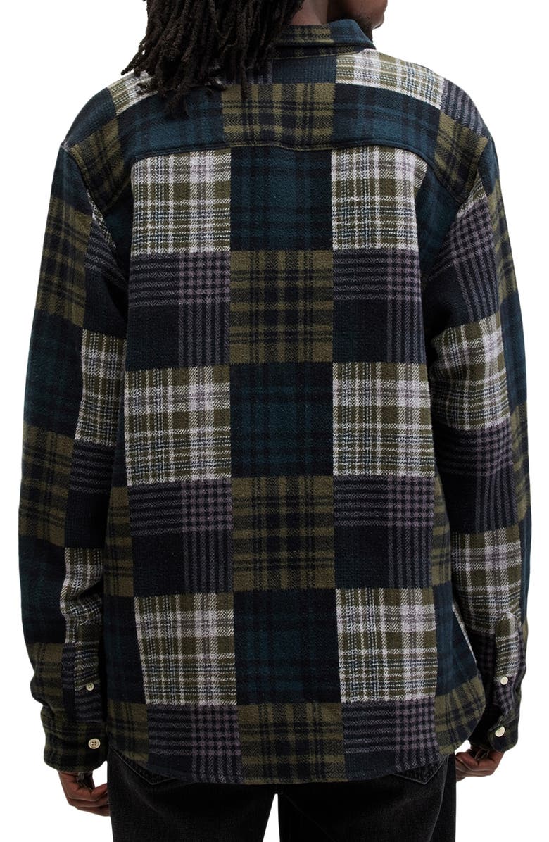 AllSaints Hopton Plaid Cotton Button-Up Shirt Jacket, Alternate, color, Khaki Green